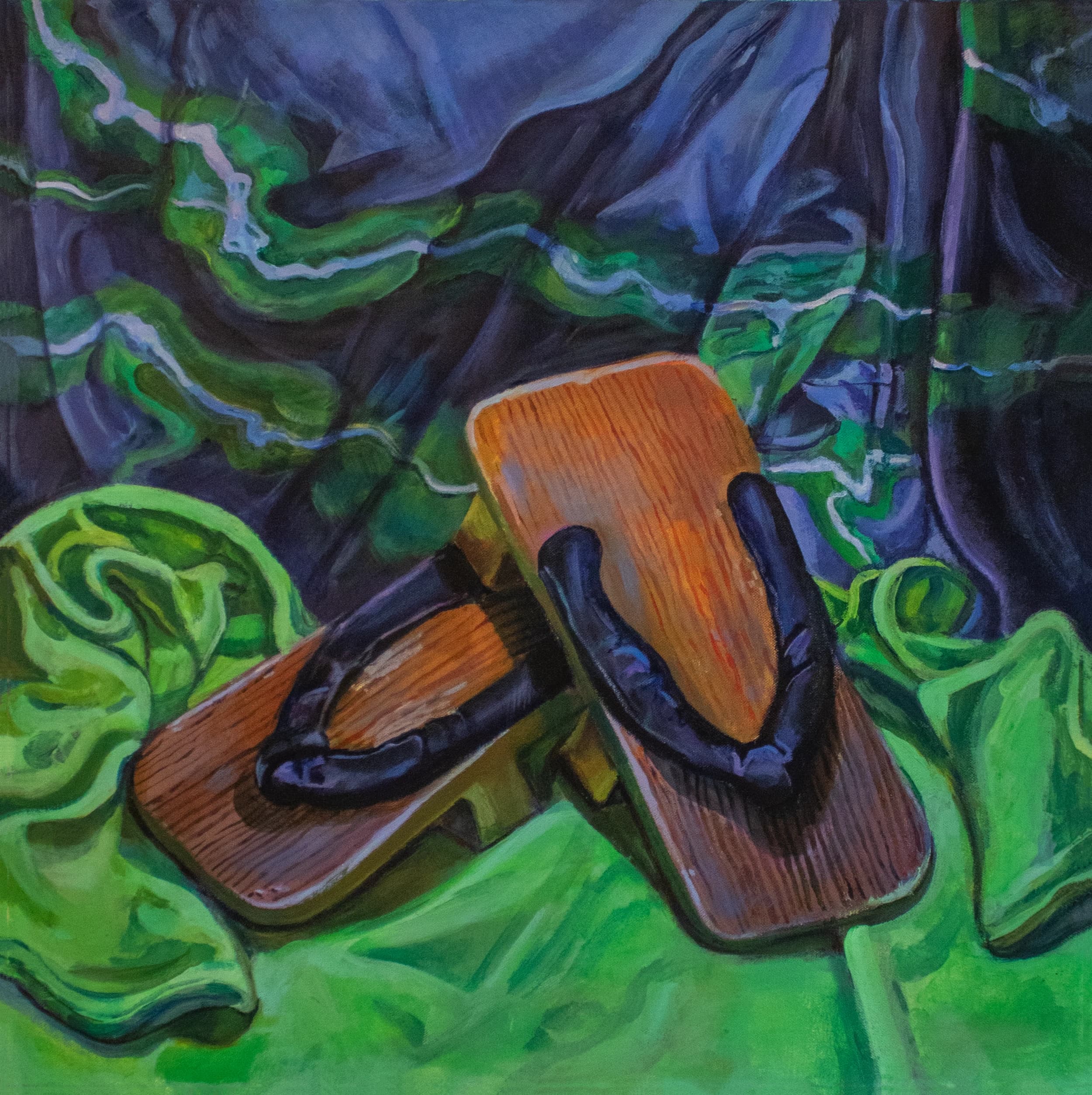 Painting of two persons playing tennis